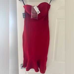 Bebe Strapless Red Dress